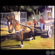 La vendedora de frutas - Pintura al óleo - Obra de Vicente González Delgado